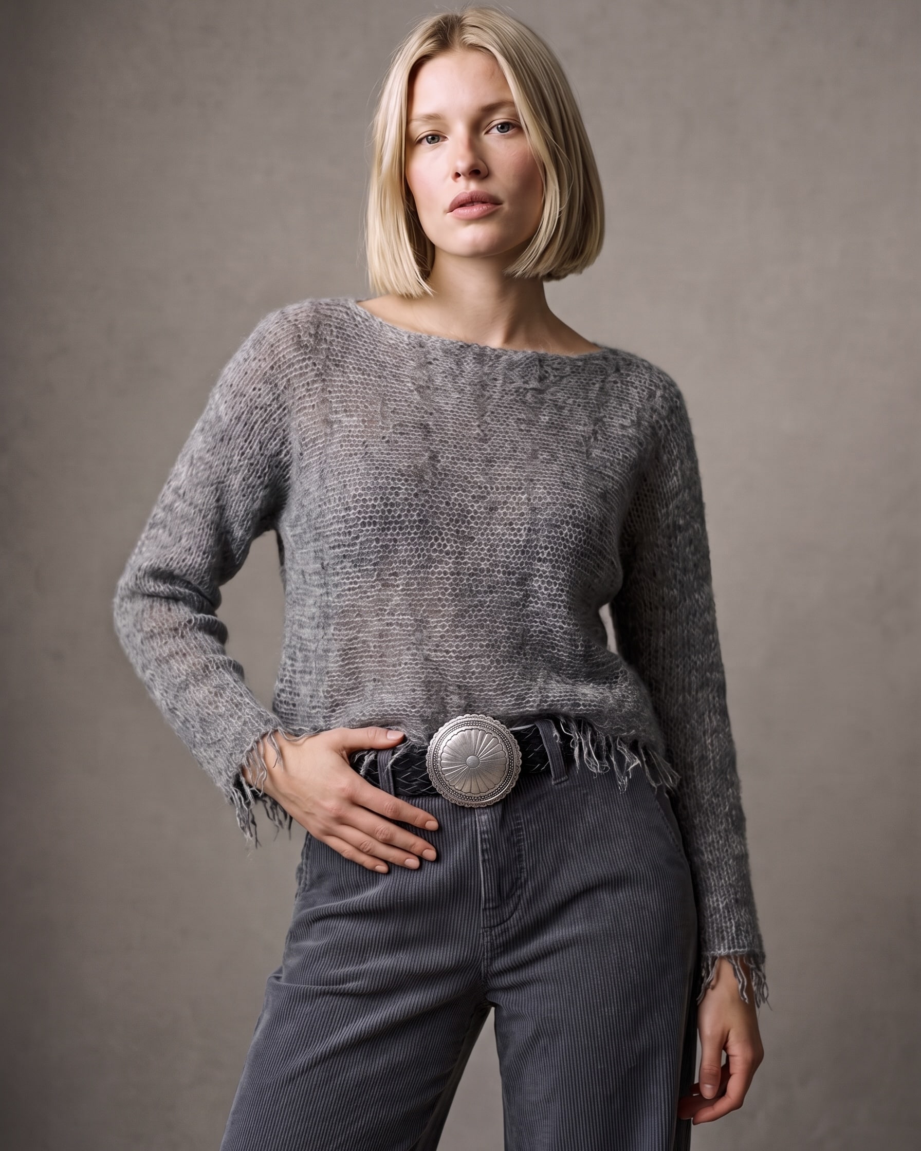 maglia in cashmere sfrangiata