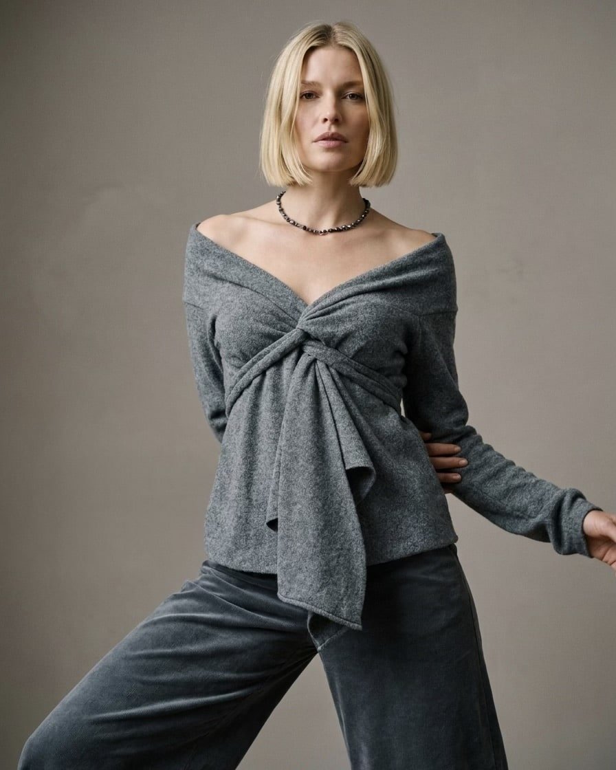 Maglia in cashmere drappeggiata